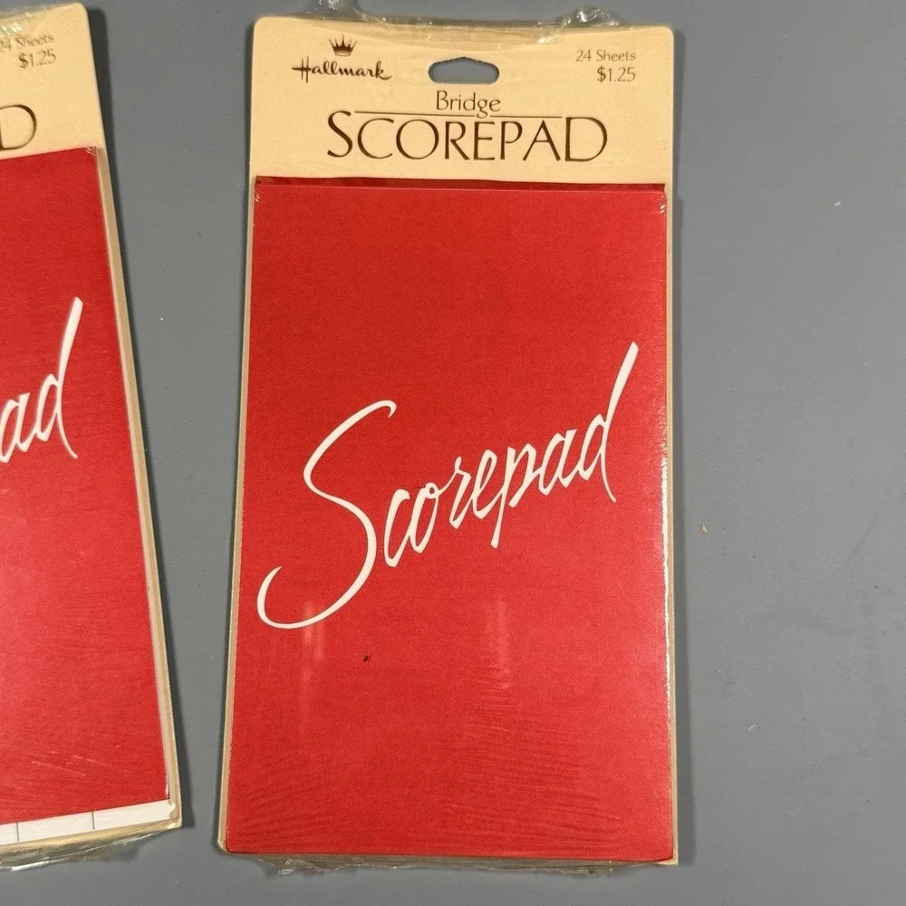 Sealed 2x Vintage Hallmark Bridge Scorepads 24 Sheets Each Red 125PA657 USA
